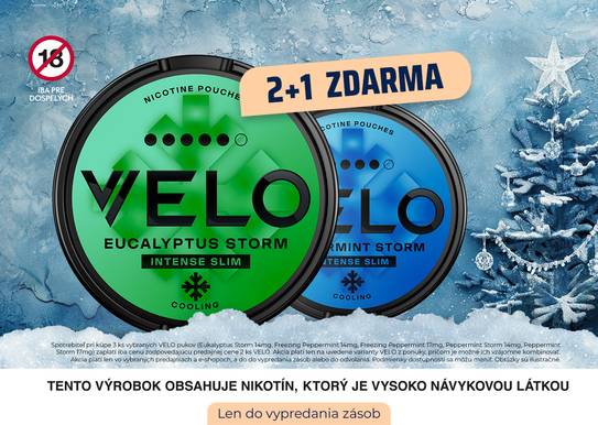 Svieža zima prichádza s VELO, využi akciu 2+1 počas celého decemebra!
