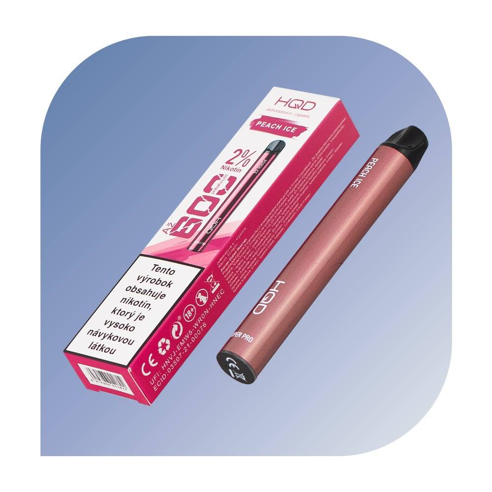 HQD SUPER PRO 600 Puffs - Peach Ice (20mg/2ml) - jednorazová e-cigareta