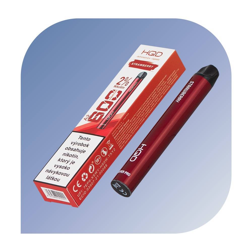 HQD SUPER PRO 600 Puffs - Strawberry (20mg/2ml) - jednorazová e-cigareta