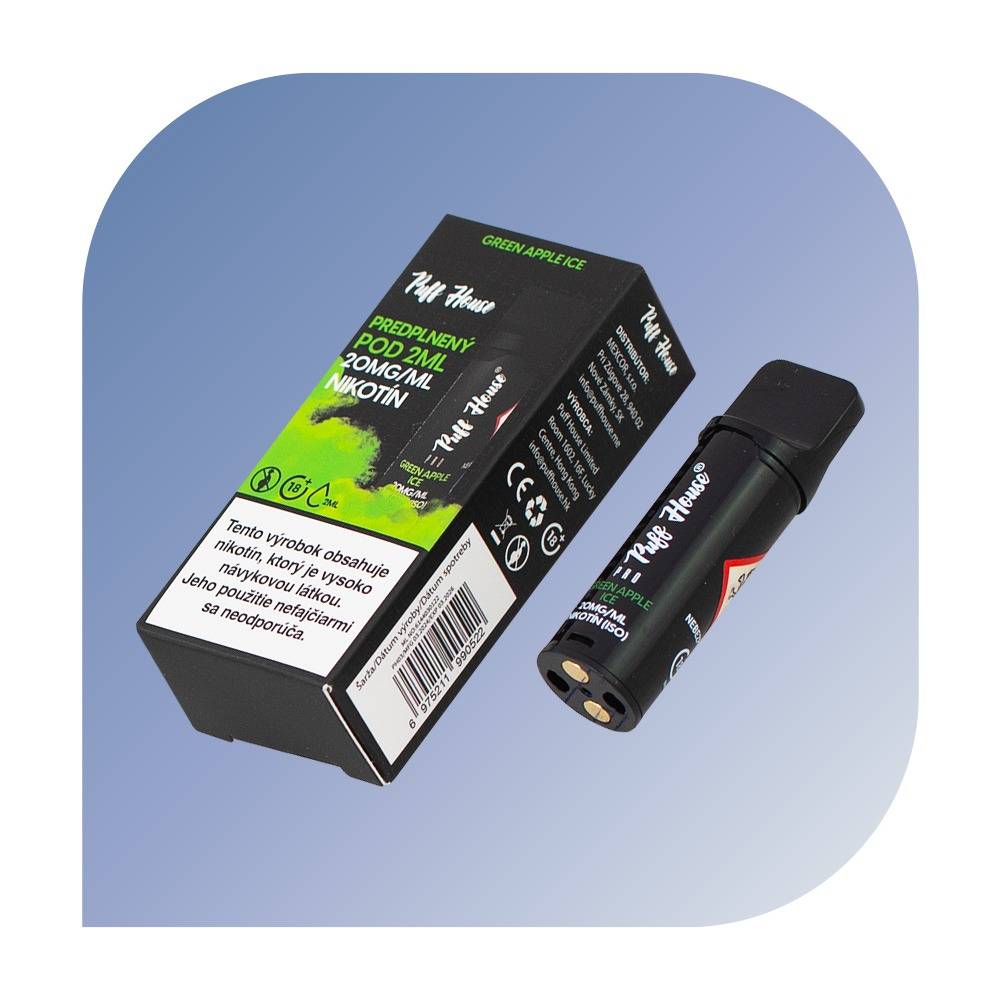 Puff House - Green Apple Ice (20mg/ml) - vymeniteľný POD