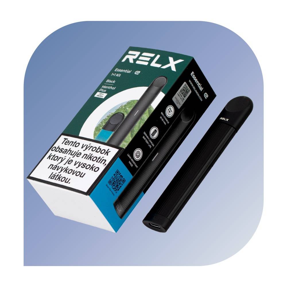 Relx Essential Kit Black + Mentol Plus (18mg/ml) - podová bezdymka